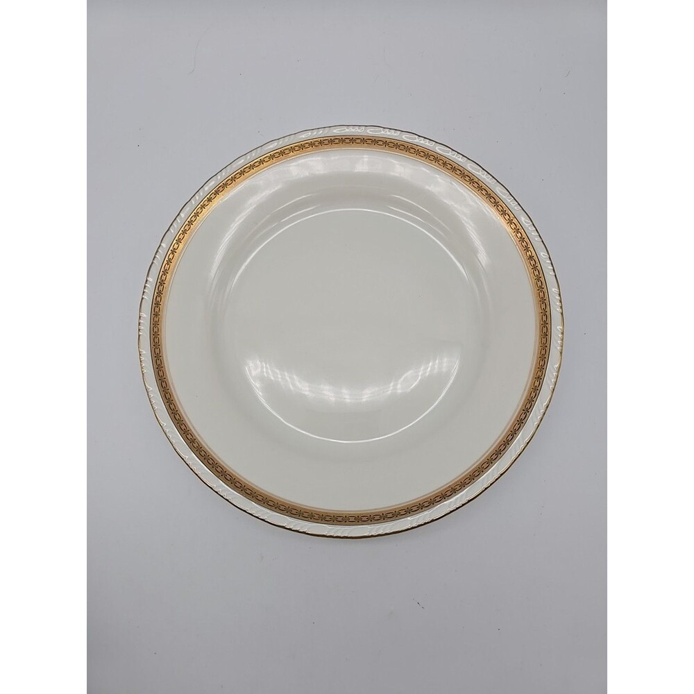 Rorstrand Sweden Porcelain #522 Scalloped Salad Plate Gold Ribbon Pattern